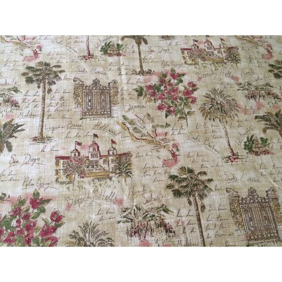 Retired Waverly Sunset Boulevard Fabric 1.8 + Yards CA Landmarks Tea Stained Tan - Picture 7 of 10